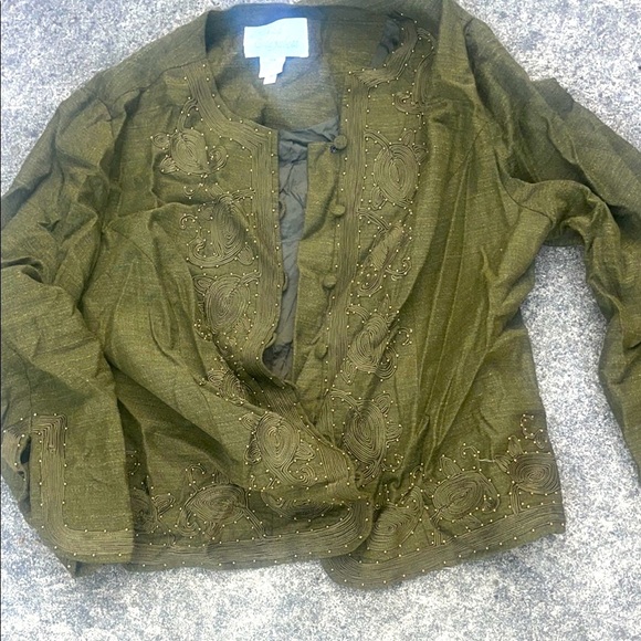 Sarah Elizabeth Jackets & Blazers - Olive Green Embroidered Jacket by Sarah Elizabeth.